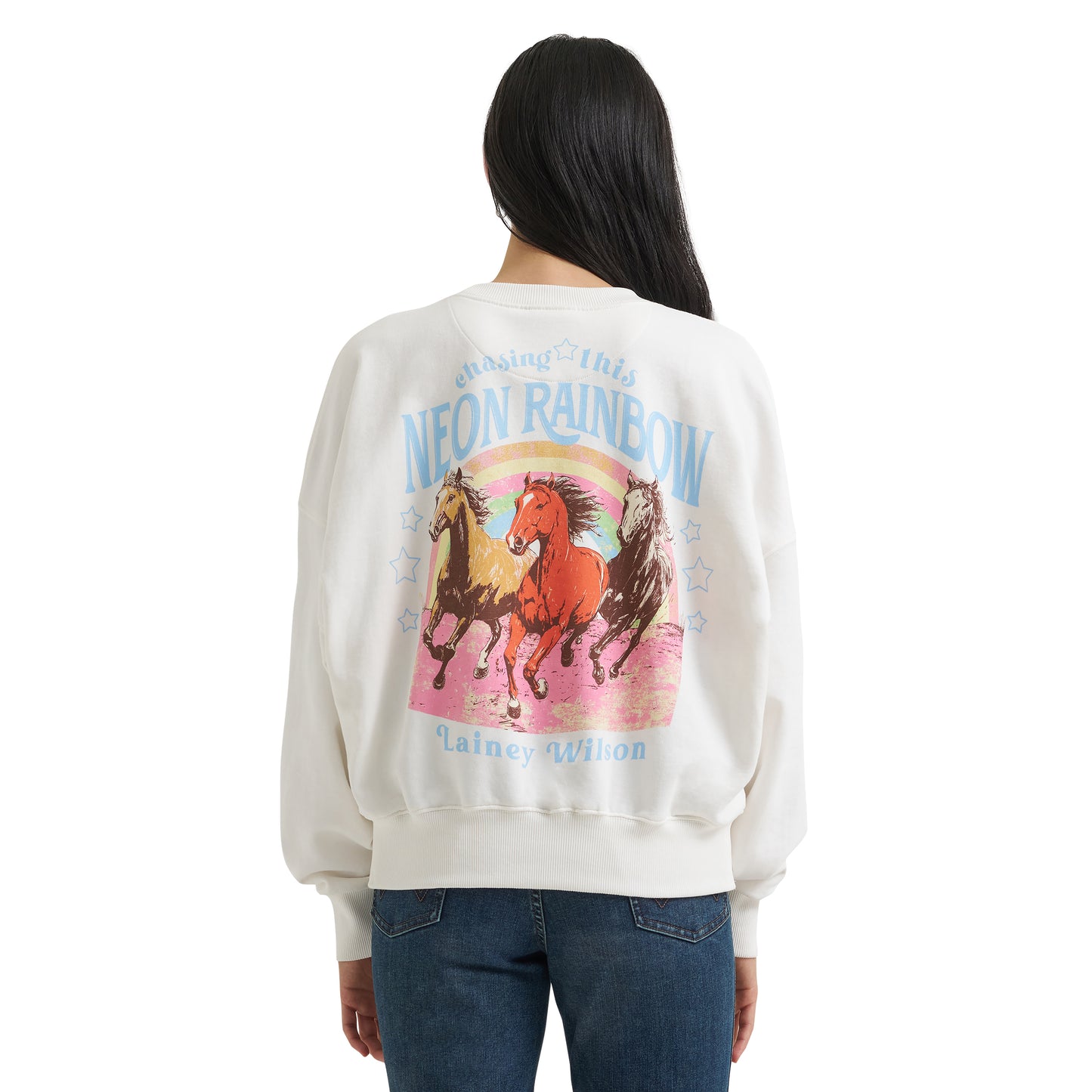 112382846 Women's Lainey Wilson Neon Rainbow Sweatshirt by Wrangler