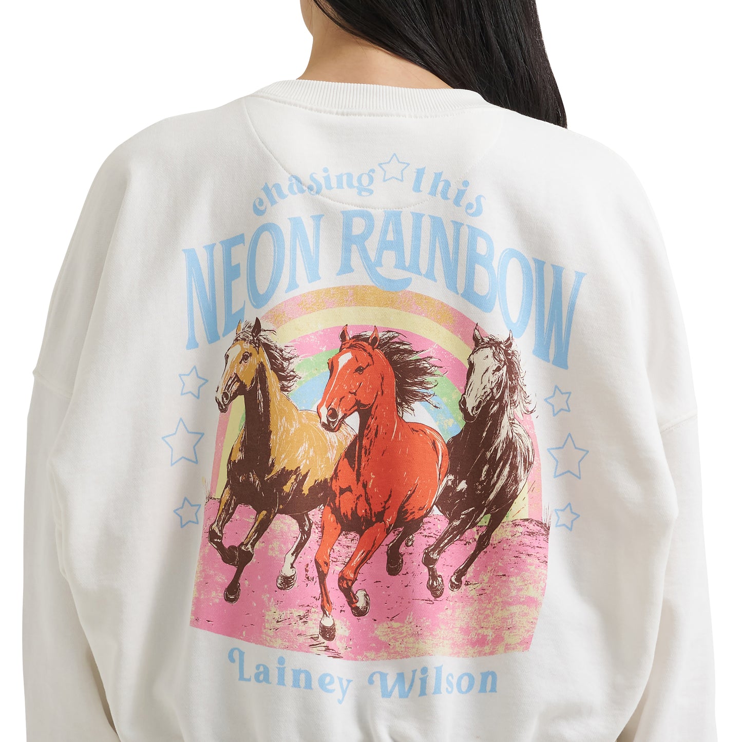 112382846 Women's Lainey Wilson Neon Rainbow Sweatshirt by Wrangler