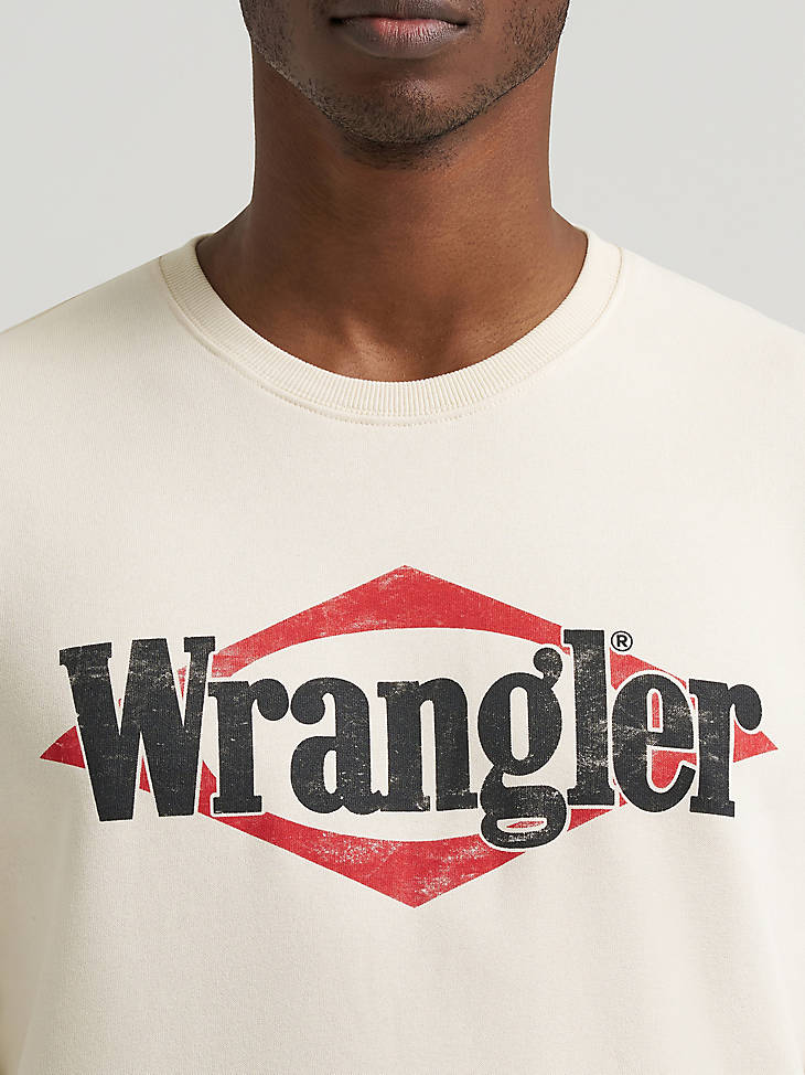 Wrangler Men's Triangle Logo Graphic Fleece Sweatshirt - Antique White - alternate view