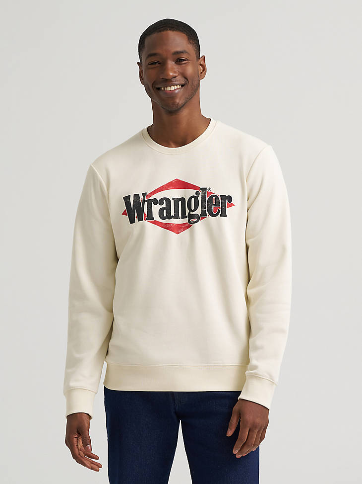 Wrangler Men's Triangle Logo Graphic Fleece Sweatshirt - Antique White - front view