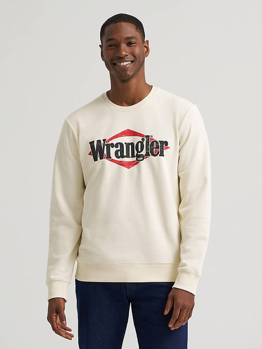 Wrangler Men's Triangle Logo Graphic Fleece Sweatshirt - Antique White - front view