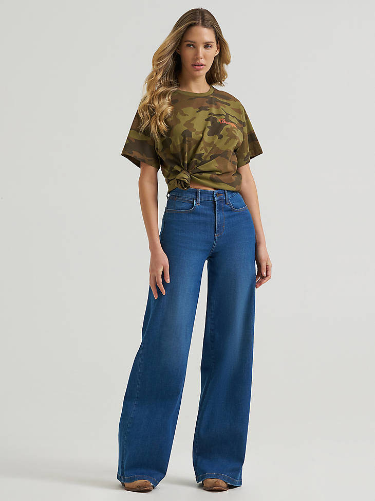 Wrangler Women's Cowboy Camo Girlfriend Graphic Tee - Camo Print - alternate view