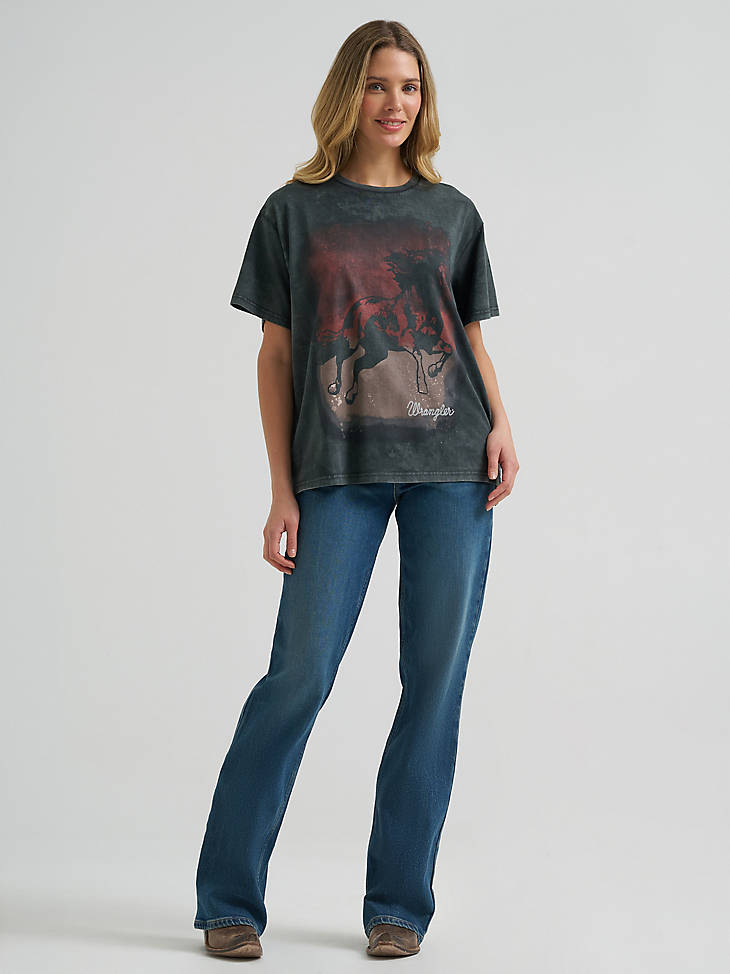 Wrangler Women's Shadow Gallop Girlfriend Graphic Tee - Shadow Wash - alternate view