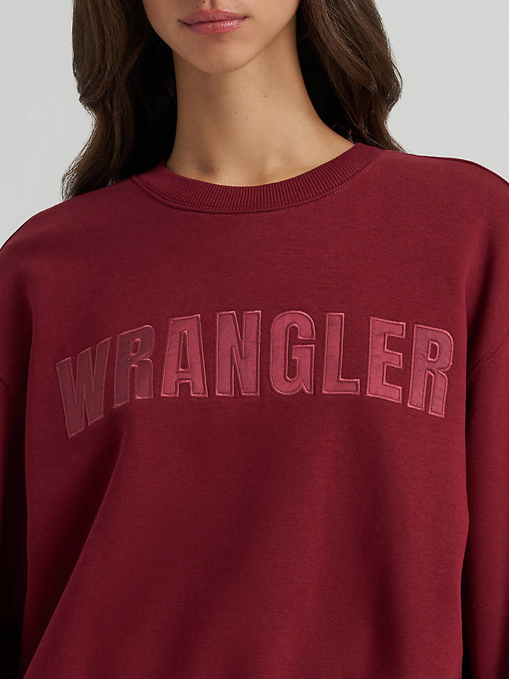 Wrangler Women's Logo Canyon Crew Pullover - Cabernet - alternate view