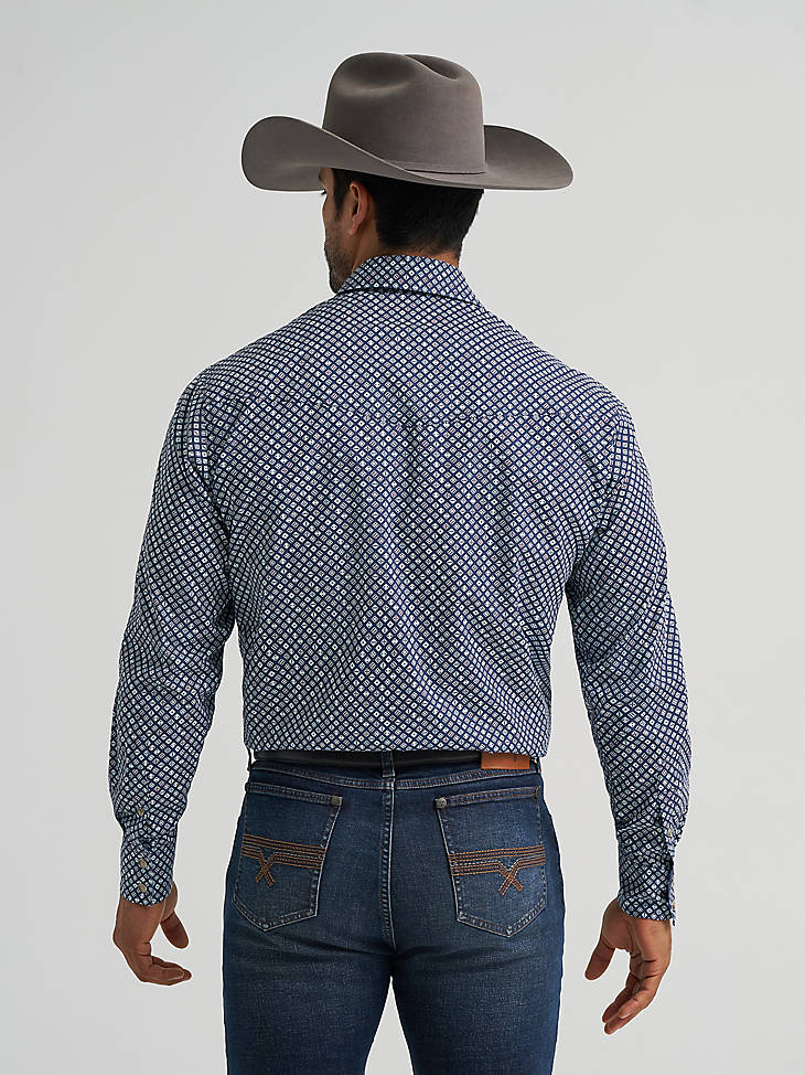 Wrangler Men's 20X Competition Advanced Comfort Long Sleeve Snap Shirt - Navy Dice - alternate view