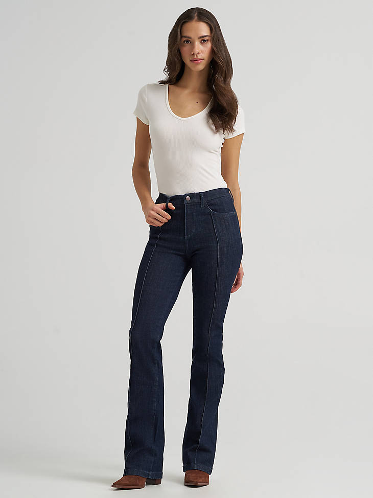 Wrangler Women's Bespoke Pintuck Bootcut Jean - Camryn - front view