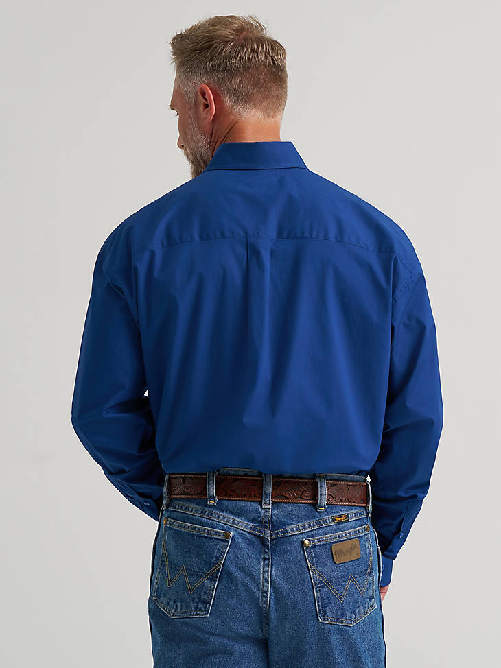 Wrangler Men's George Strait Solid One Pocket Button Down Shirt - Blue Creek - alternate view