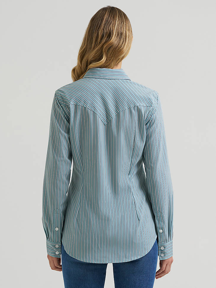 Wrangler Women's Aria Performance Shirt - Green Stripes - alternate view
