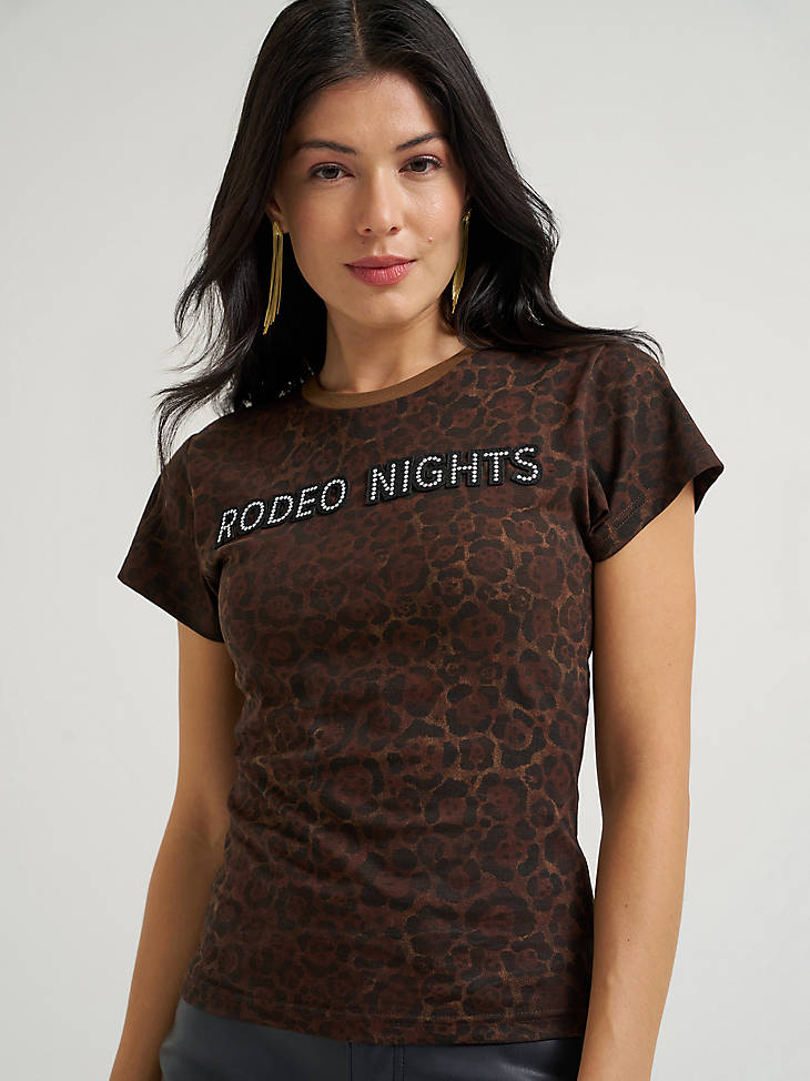 Wrangler Women's Lainey Wilson Rodeo Nights Tee - Leopard Print - alternate view