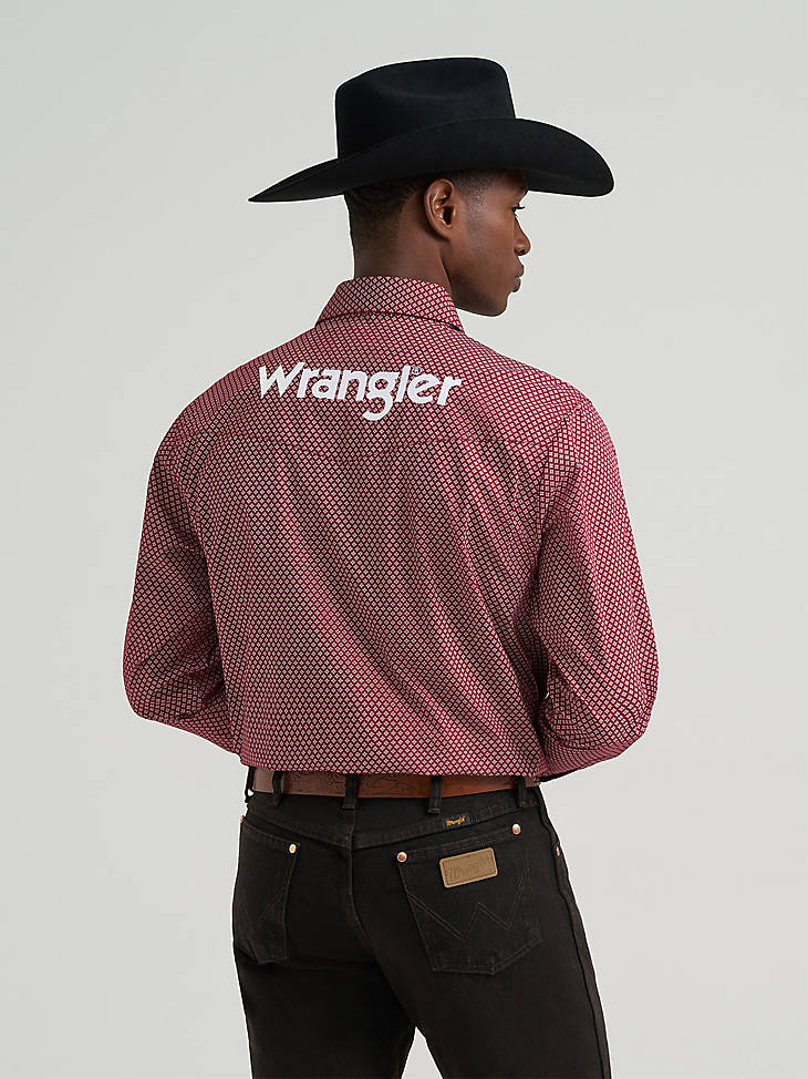 Wrangler Men's Logo Long Sleeve Western Snap Shirt - Brick - alternate view