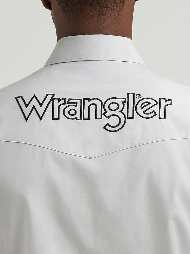 Wrangler Men's Logo Long Sleeve Western Snap Shirt - White - alternate view
