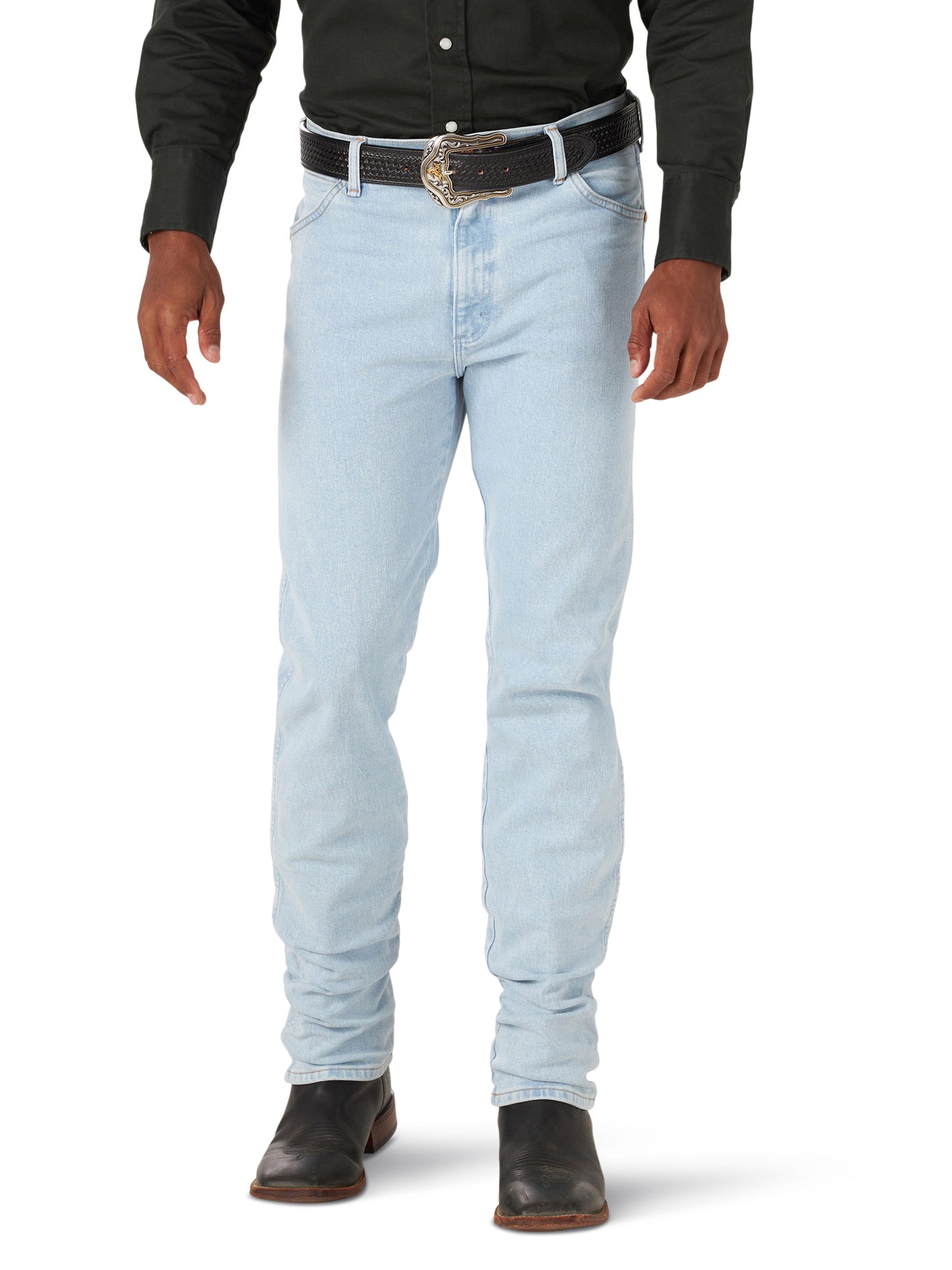 13MAFGH Men's Active Flex Cowboy Cut Bleach Wash Jeans by Wrangler