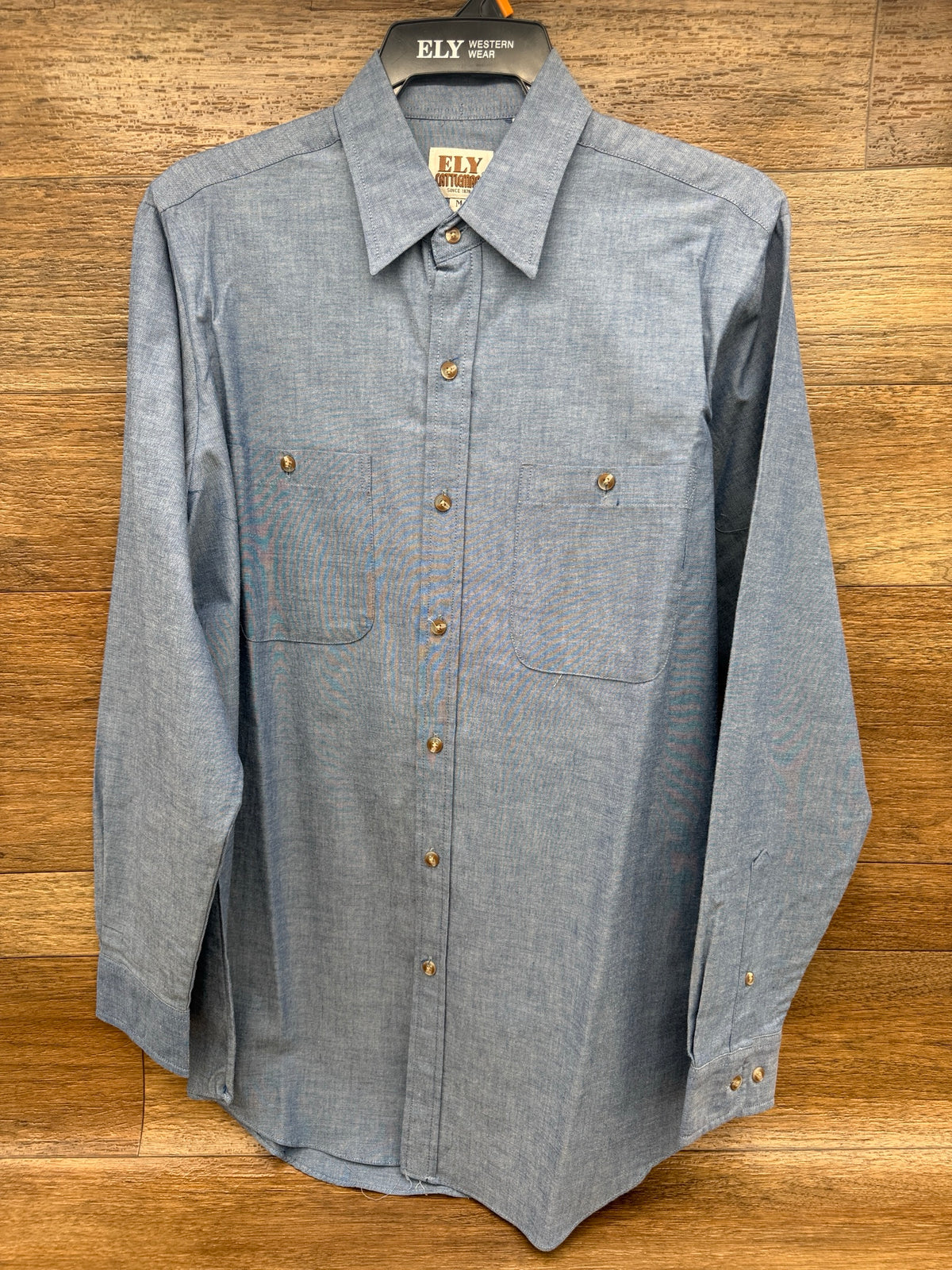 Men's Long Sleeve Button-Front Chambray Shirt by Ely & Walker - front