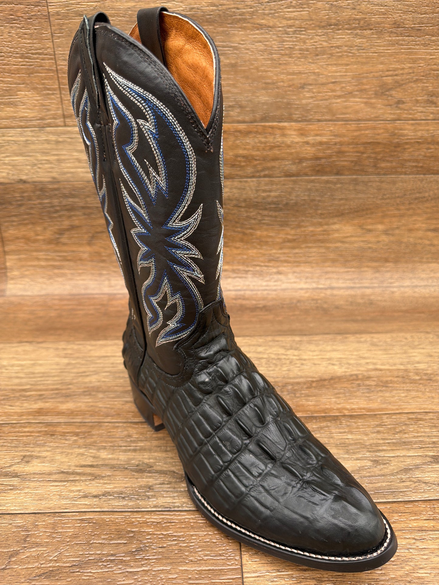 R6096 Men’s R Toe Cowhide Alligator Print Western Boot by Cowtown