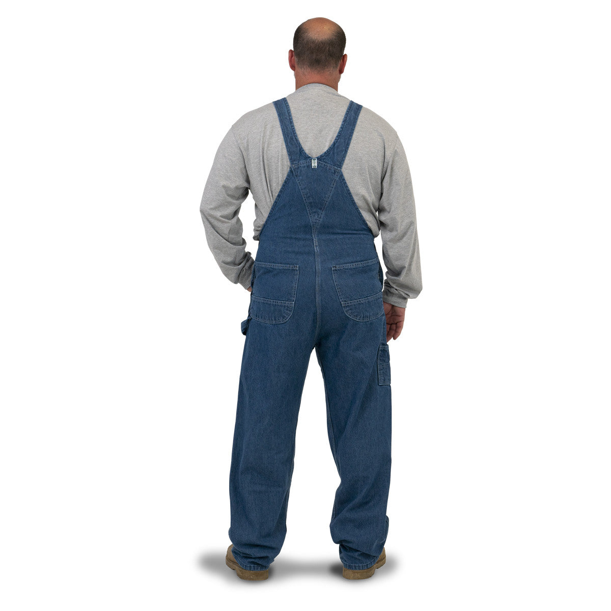 Enzyme Washed Denim Bib Overall by Key Industries - model back