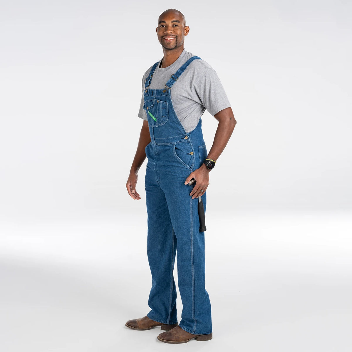 Enzyme Washed Denim Bib Overall by Key Industries - left side