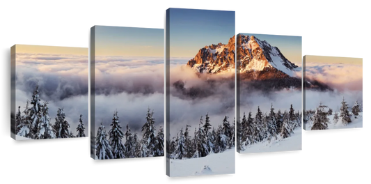 Snow Mountain Sunset Wall Art