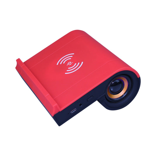 B1 Bluetooth Desktop Speaker with Wireless Charging Dock in Red by Mad Man