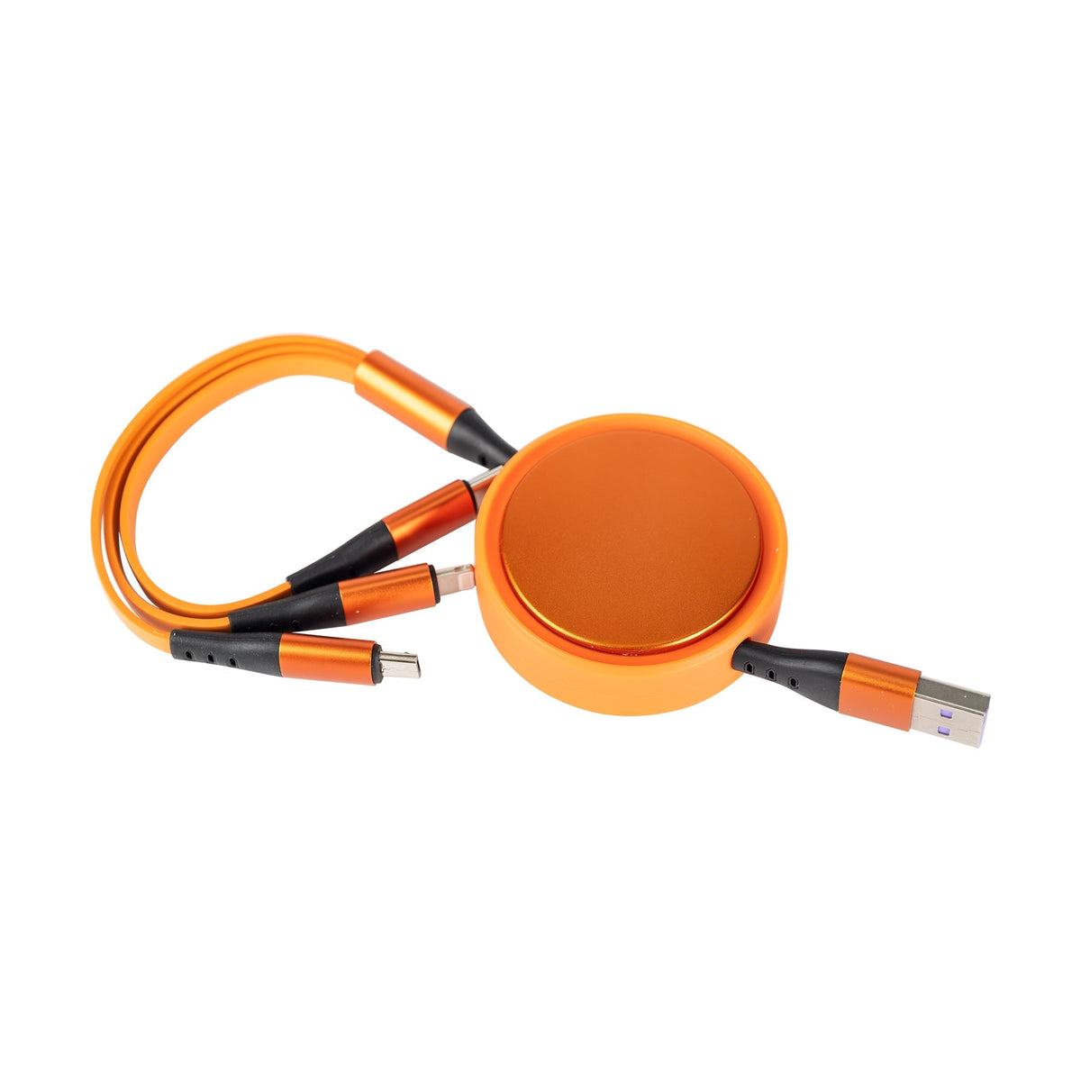 Retractable 3-in-1 Fast Charging Cable in Orange by Mad Man