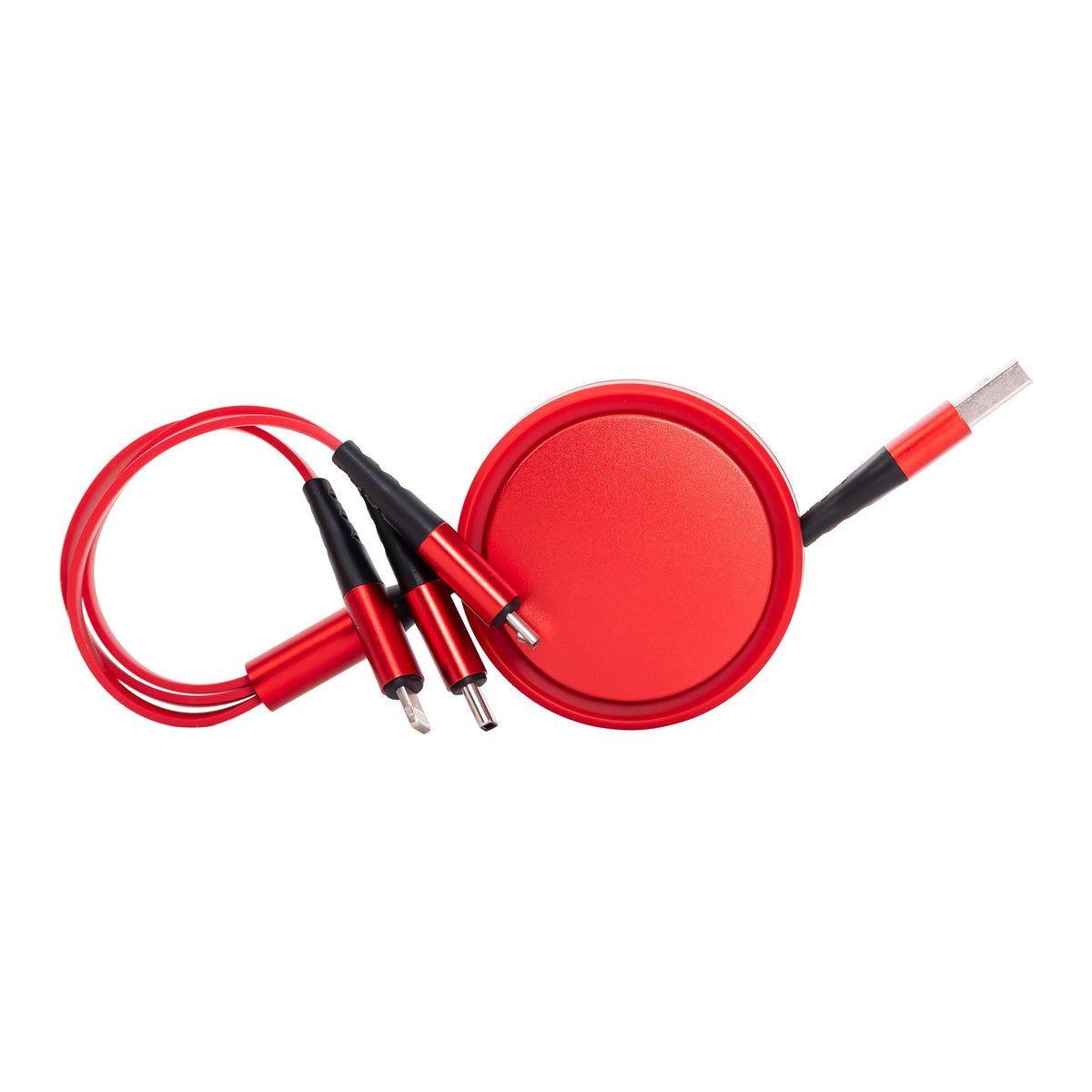 Retractable 3-in-1 Fast Charging Cable in Red by Mad Man
