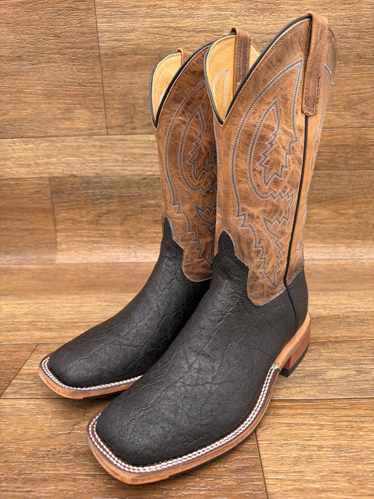 340389 Men's AB Original Black Hungry Elephant Square Toe Western Boots by Anderson Bean - pair, three-quarter view
