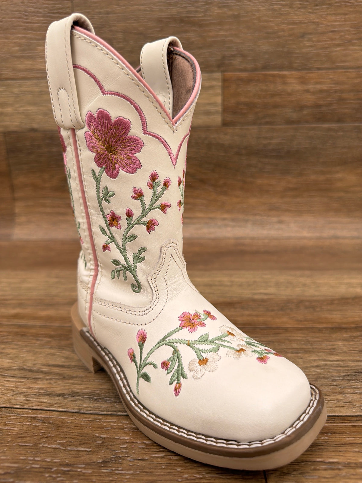 Kid's Desert Bloom Square Toe Western Boot by Smoky Mountain - angled front view