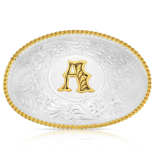 Initial A - Montana Silversmiths Med Oval Initial Buckle