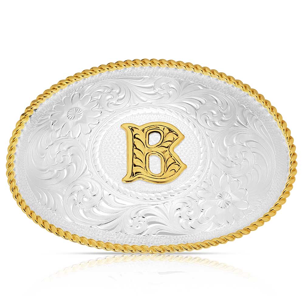 Initial B - Montana Silversmiths Med Oval Initial Buckle