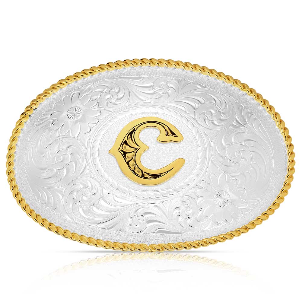 Initial C - Montana Silversmiths Med Oval Initial Buckle