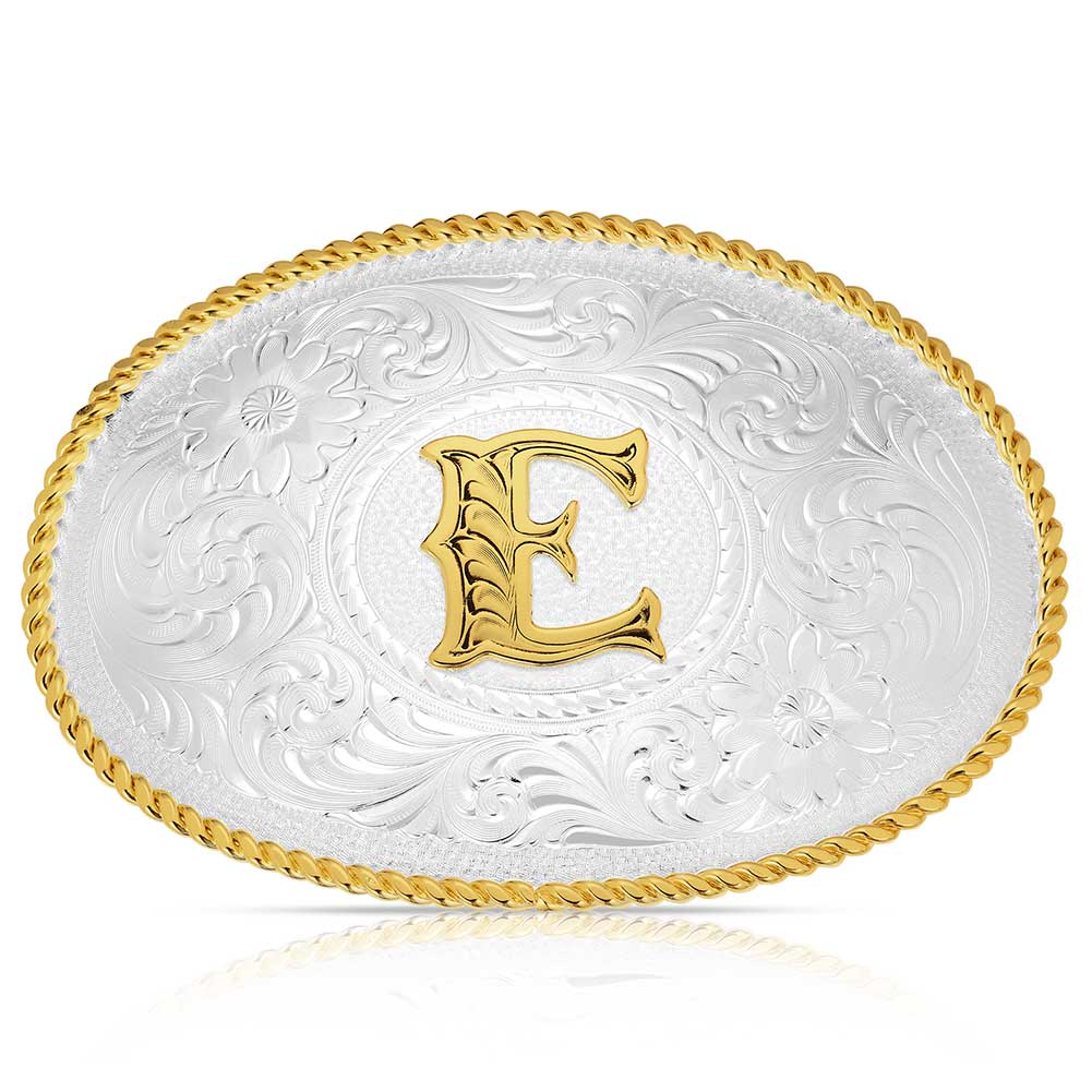 Initial E - Montana Silversmiths Med Oval Initial Buckle