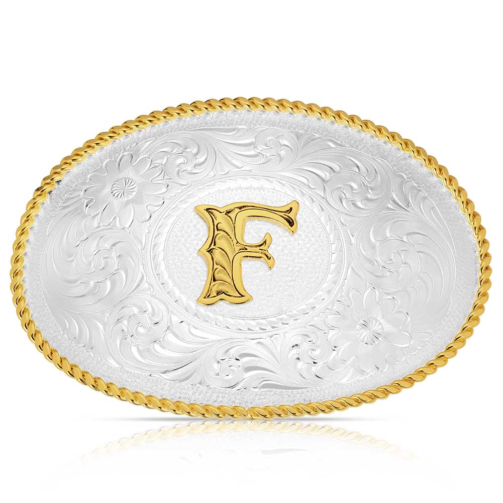 Initial F - Montana Silversmiths Med Oval Initial Buckle
