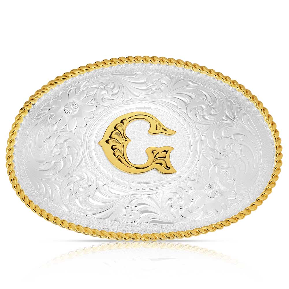 Initial G - Montana Silversmiths Med Oval Initial Buckle