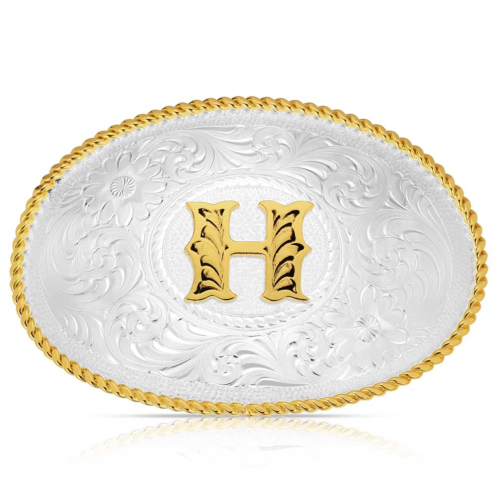 Initial H - Montana Silversmiths Med Oval Initial Buckle