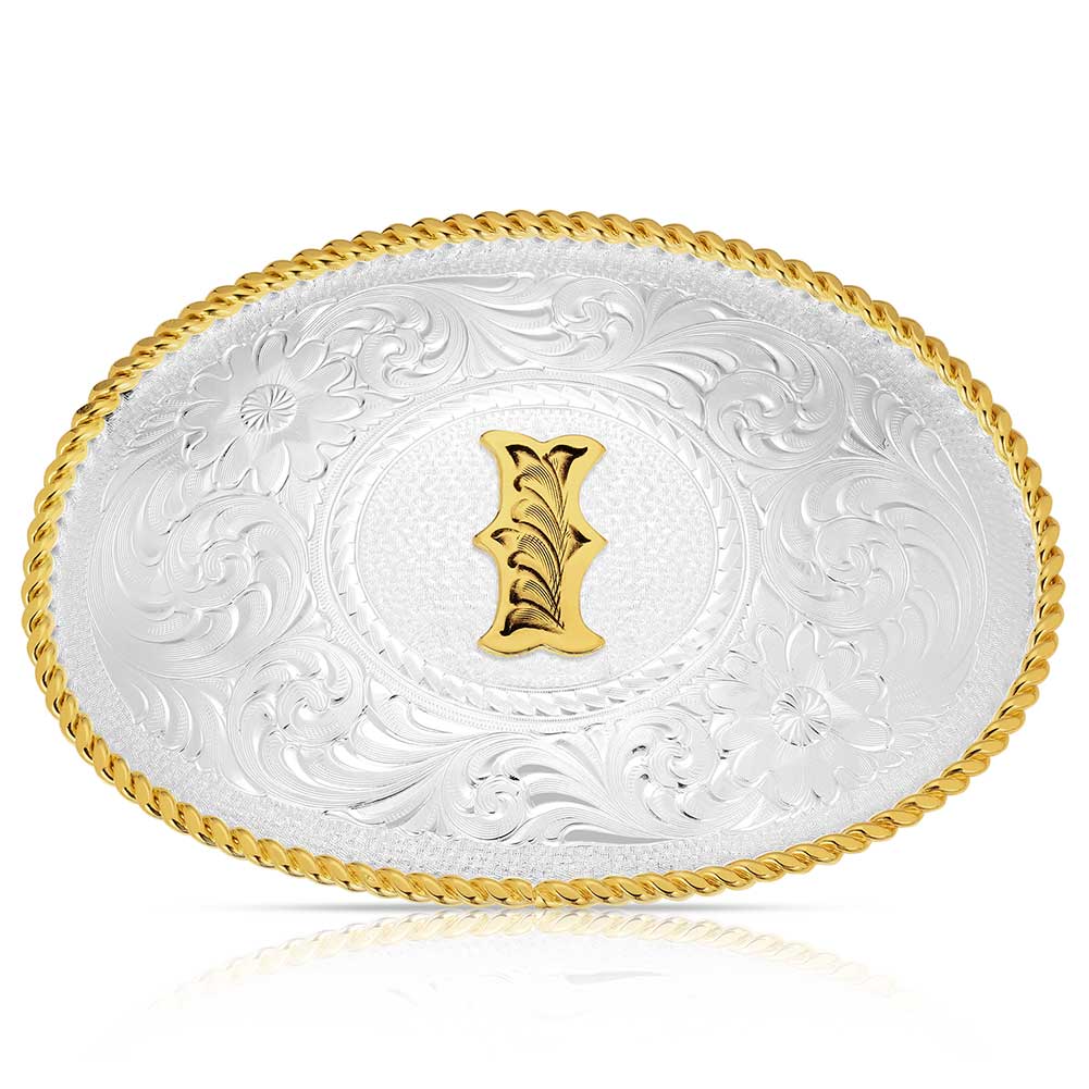 Initial I - Montana Silversmiths Med Oval Initial Buckle