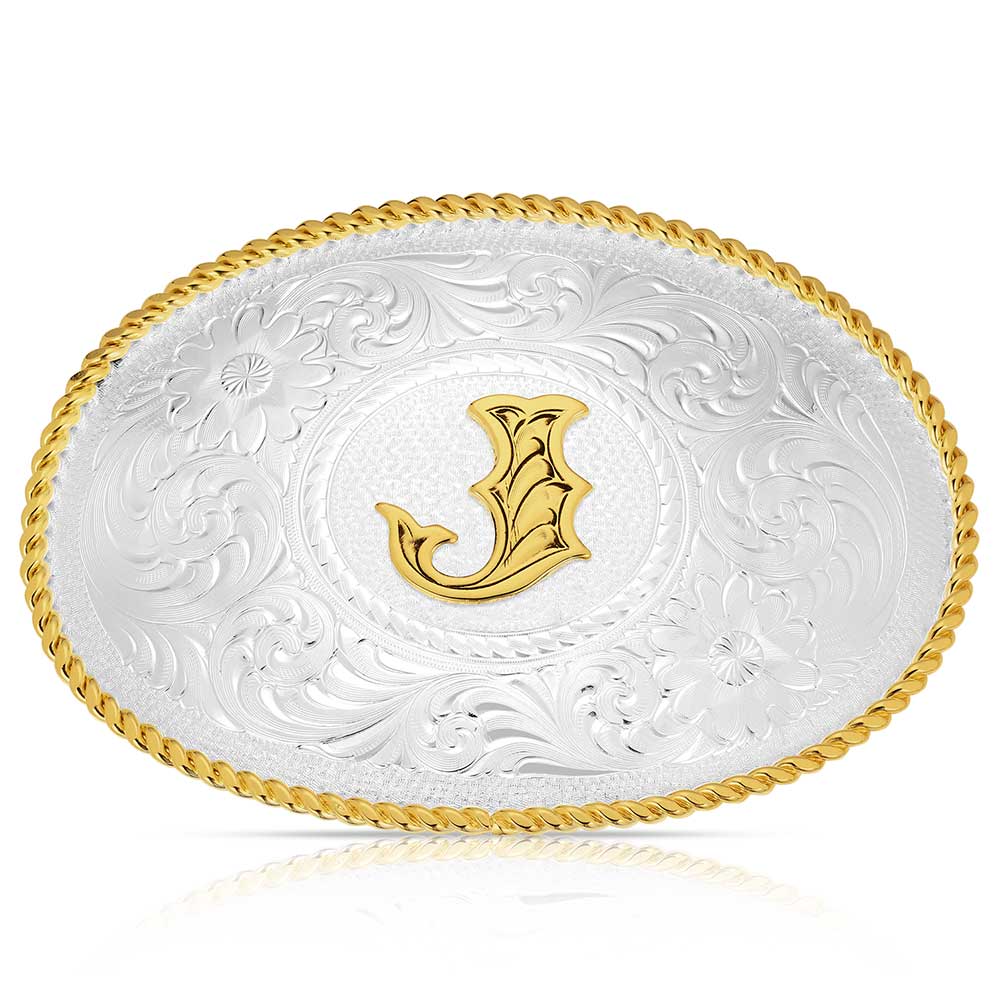 Initial J - Montana Silversmiths Med Oval Initial Buckle