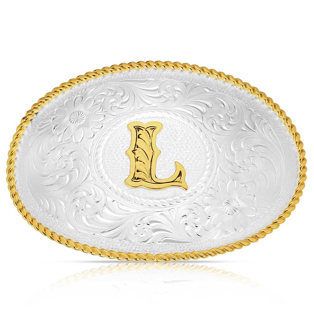 Initial L - Montana Silversmiths Med Oval Initial Buckle