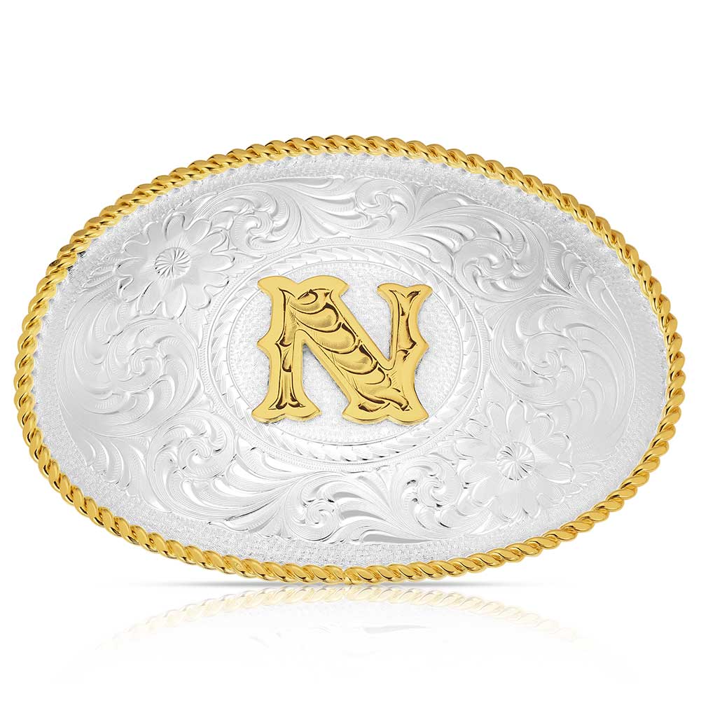 Initial N - Montana Silversmiths Med Oval Initial Buckle
