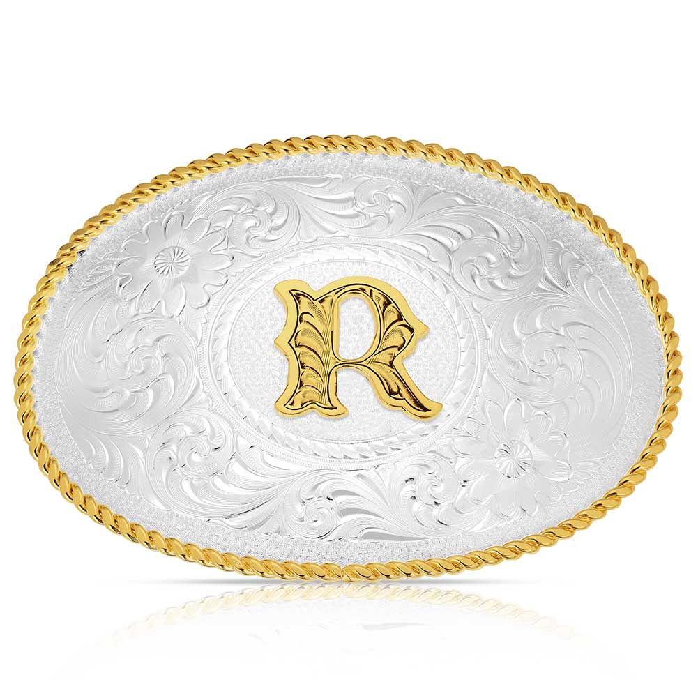 Initial R - Montana Silversmiths Med Oval Initial Buckle