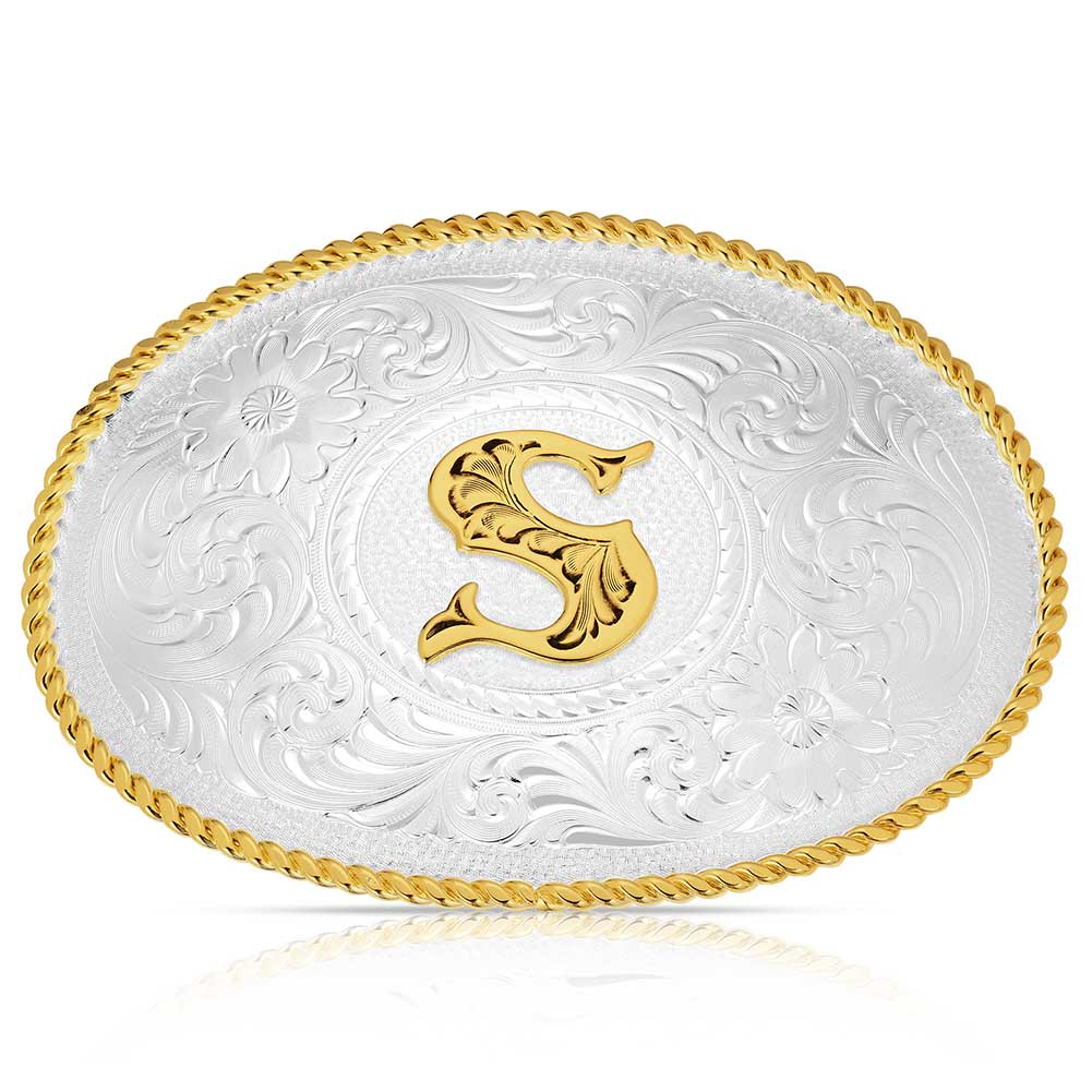 Initial S - Montana Silversmiths Med Oval Initial Buckle