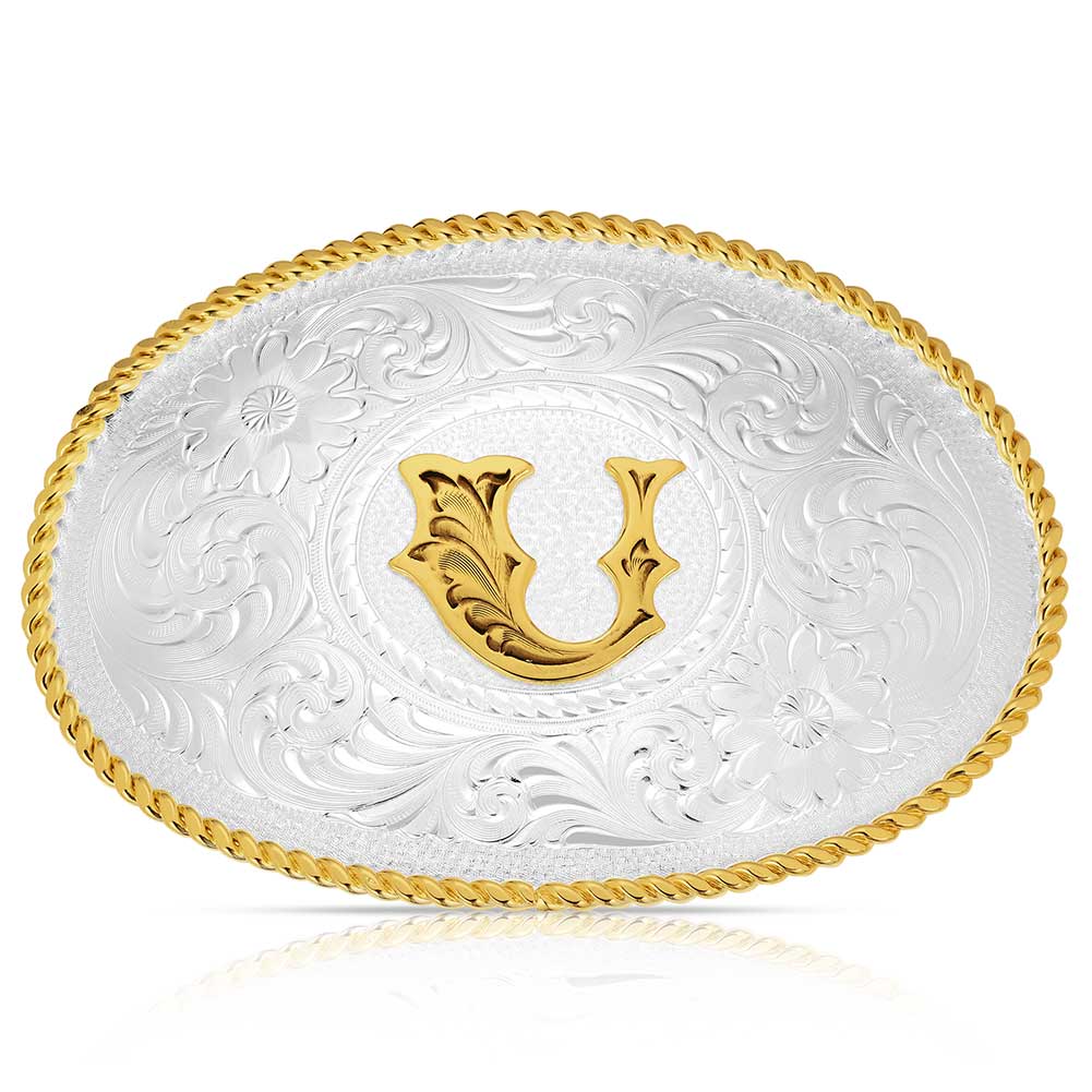 Initial U - Montana Silversmiths Med Oval Initial Buckle