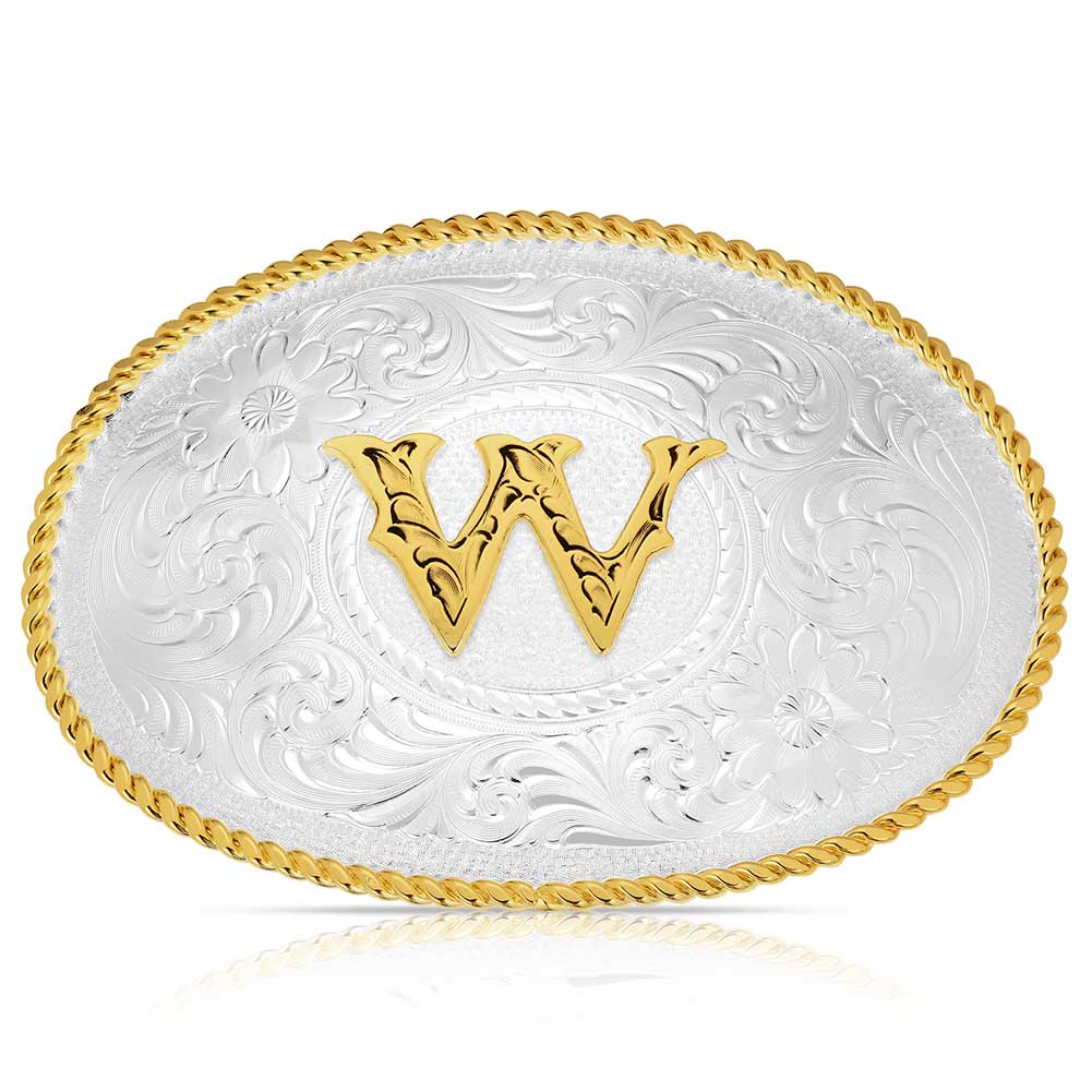 Initial W - Montana Silversmiths Med Oval Initial Buckle