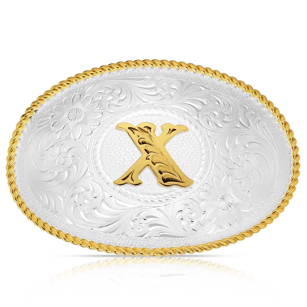 Initial X - Montana Silversmiths Med Oval Initial Buckle