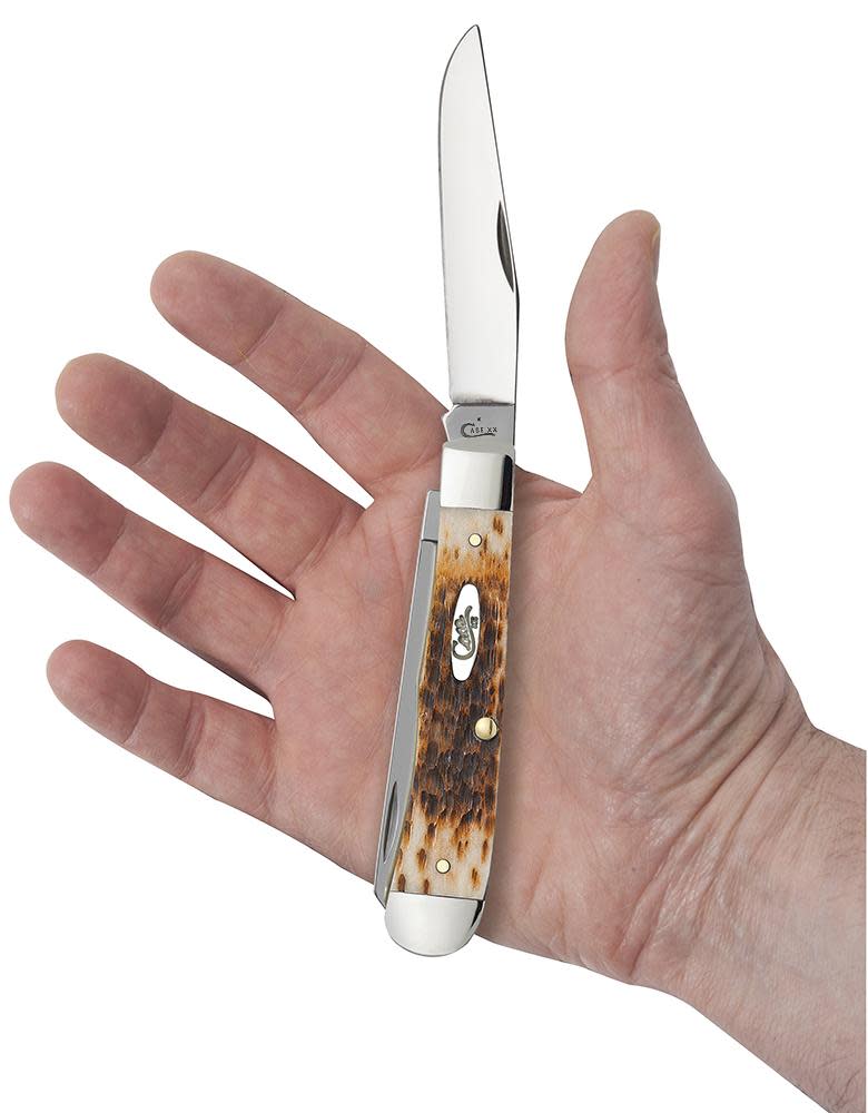 Amber Bone Trapper Pocket Knife by Case