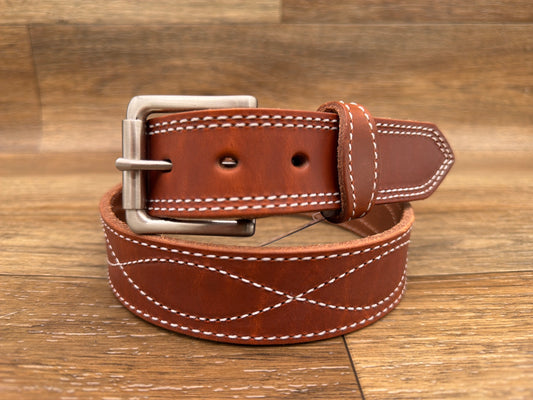 Men's 1.5 inch Brown Figure-8 Stitched Work Belt by Gingrich Leather
