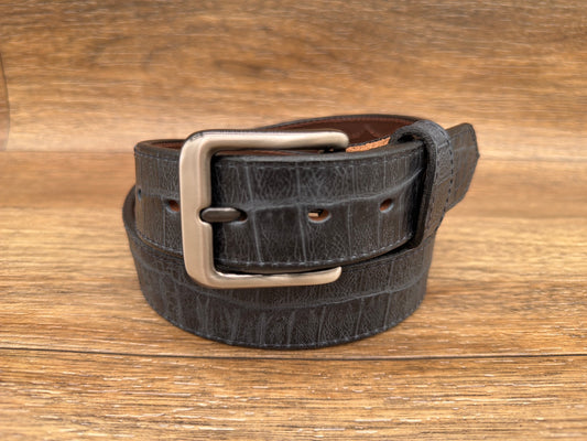 Men's 1.5 inch Black Gator Print Belt by Gingrich Leather