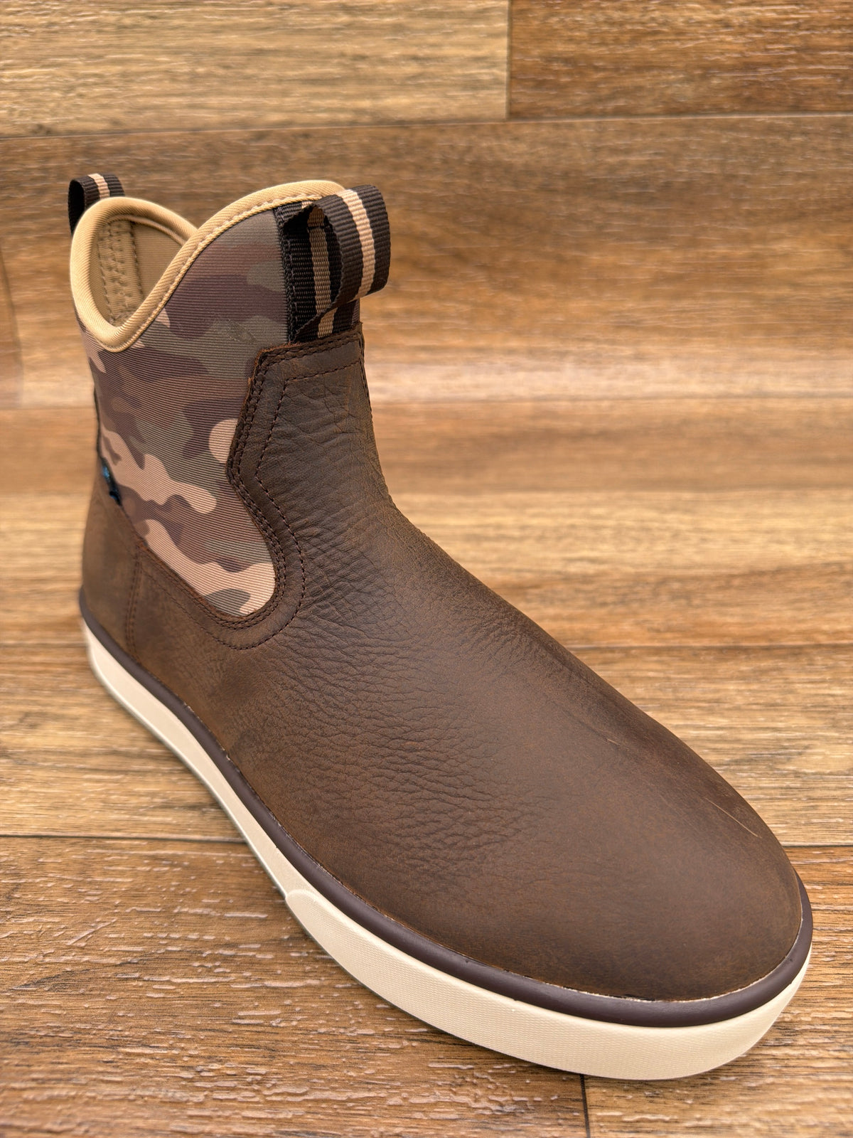 Men's Saylor Shrimp H2O Dark Brown Camo Waterproof Boot by Ariat - angle view