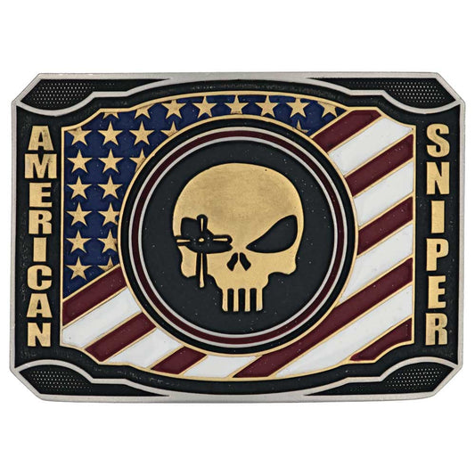 A905CK Patriotic Duty Chris Kyle Buckle by Montana Silversmiths