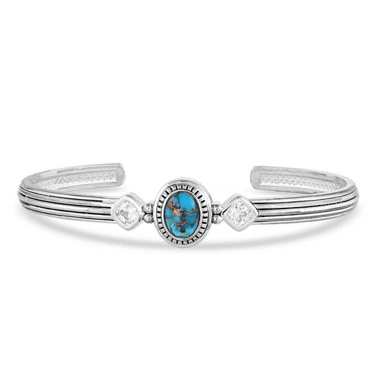 BC5172 Open Night Sky Turquoise Cuff Bracelet by Montana Silversmiths