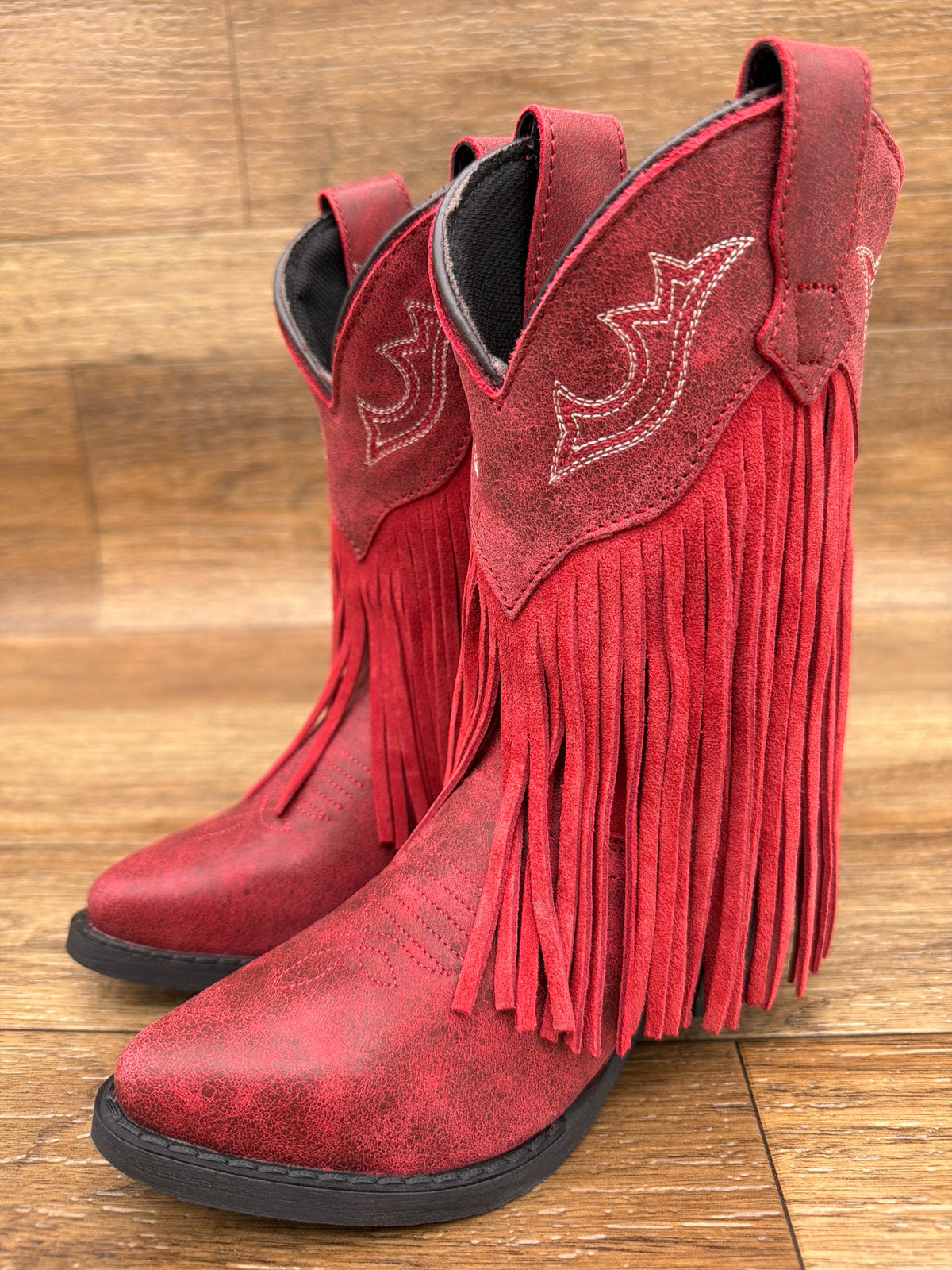 Kid's Happy Trails Fringe Snip Toe Western Boot by Dan Post - pair