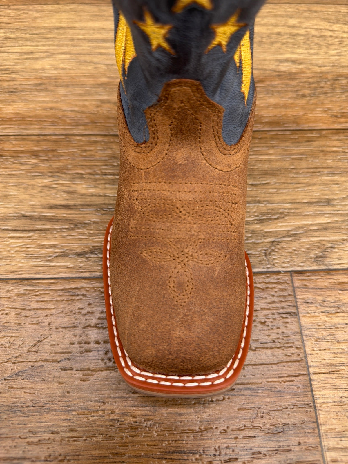 Kid's Lane Square Toe Western Boot by Dan Post - toe top view